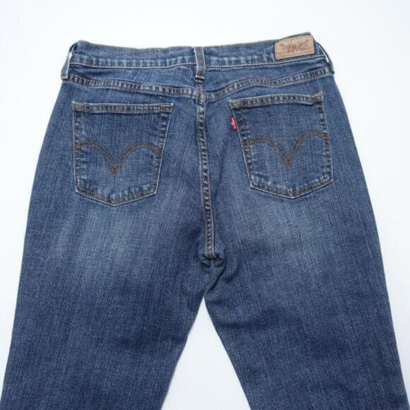 Levi's 505 Jeans Womens Medium Blue Denim Cotton Stretch Zip Fly Pocket Straight - Picture 6 of 7